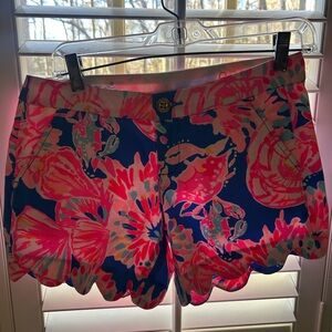 Lilly Pulitzer Pink and Blue Floral High Waist Shorts
